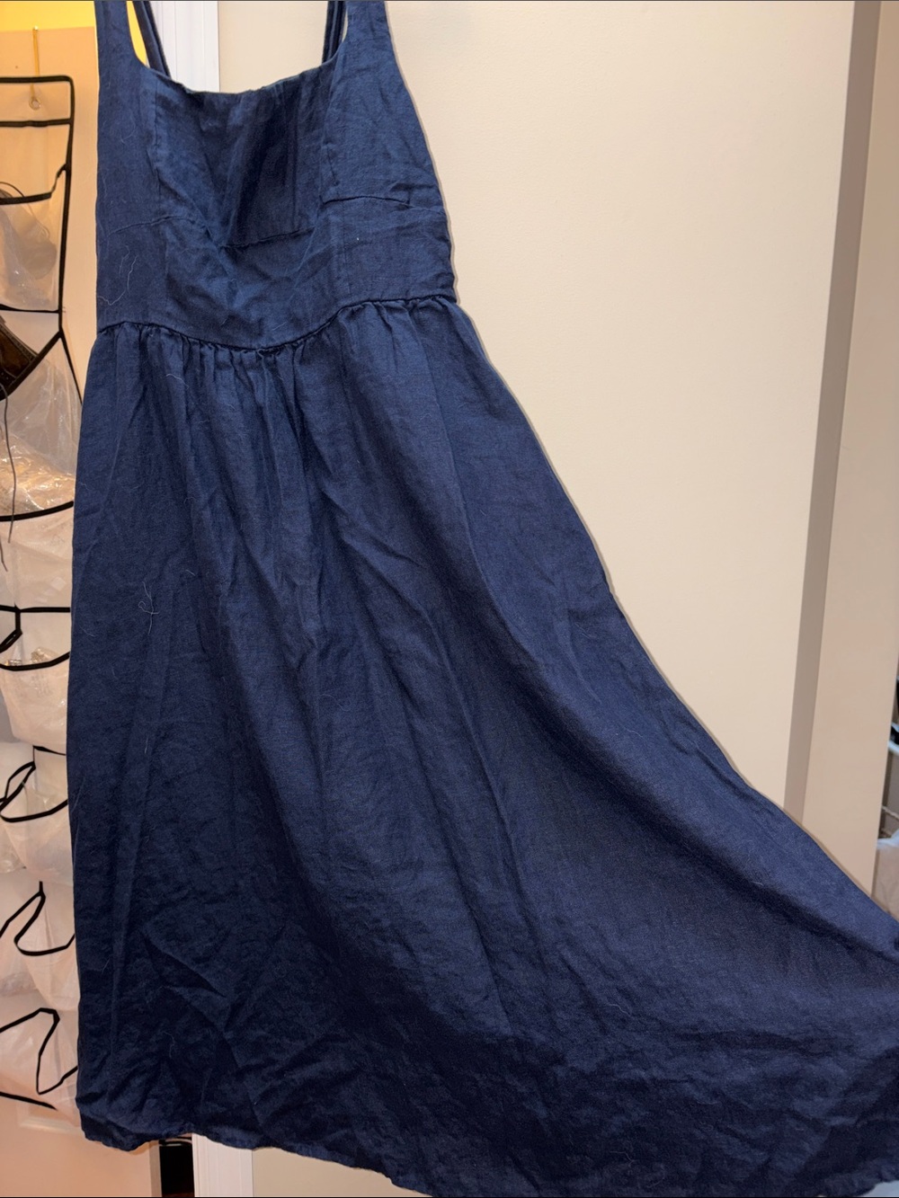 Quince dress Linen fit and Flare Navy Sleeveless Midi Dress large EUC - Picture 15 of 15